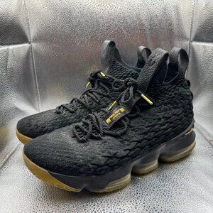 Size 10 Nike Lebron 15 XX Black Metallic Gold Mens Basketball Shoes 897648-006